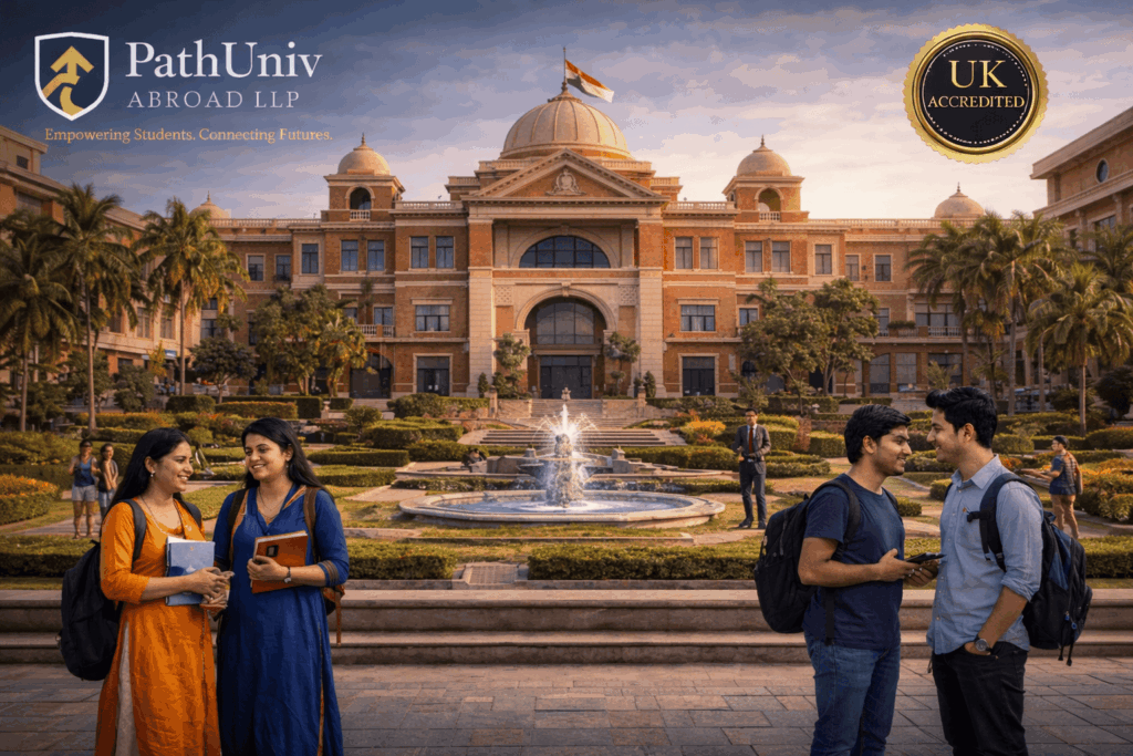 Campus life image with PathUniv Abroad LLP and UK accredited recognition for international education